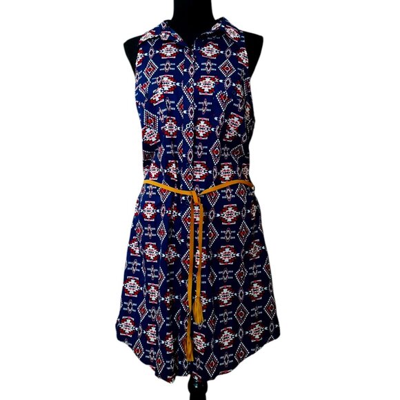 NEW Tin Haul Women's Blue Southwestern Western Boho Aztec Sleeveless Dress - Picture 1 of 6